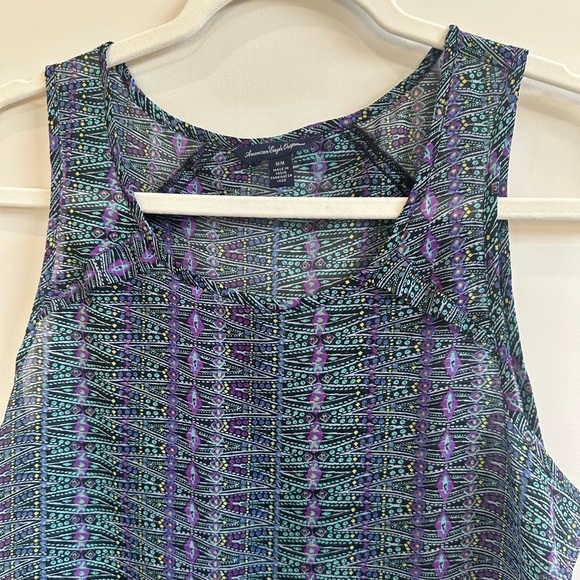 ❤️ American Eagle Outfitters Blue and Purple Tank Top Medium Like New - Picture 5 of 6
